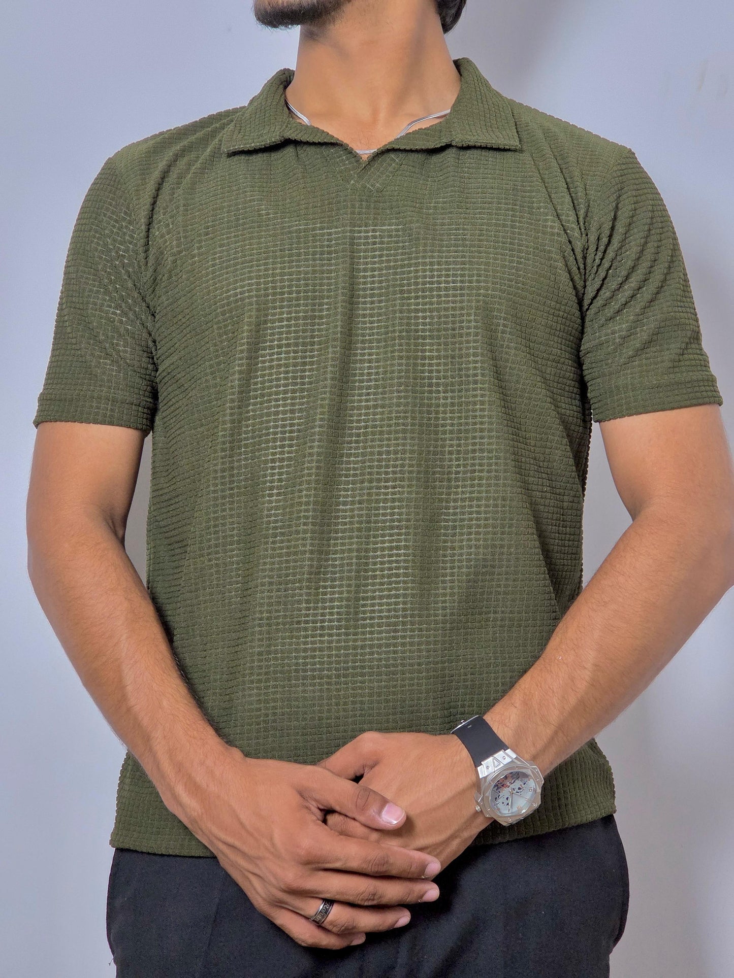 Olive Green Knitted Polo
