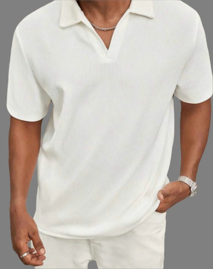 Waffle White Revere Polo - Men